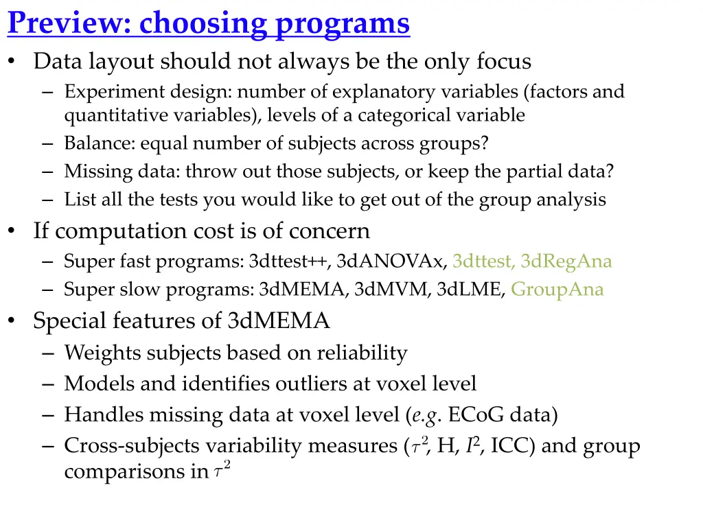 preview choosing programs data layout should