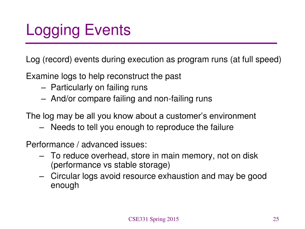 logging events
