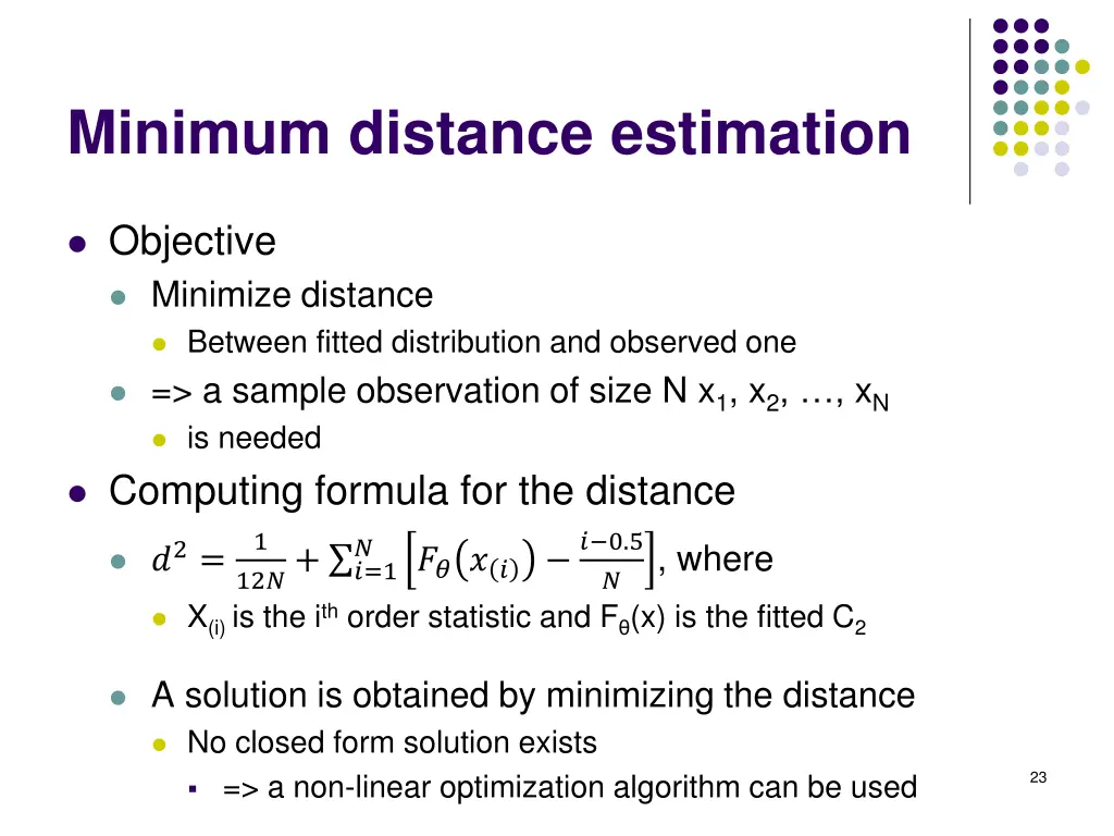 minimum distance estimation