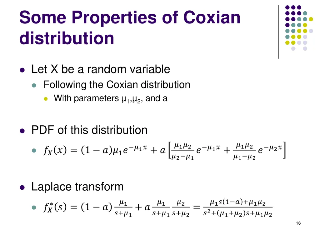 some properties of coxian distribution