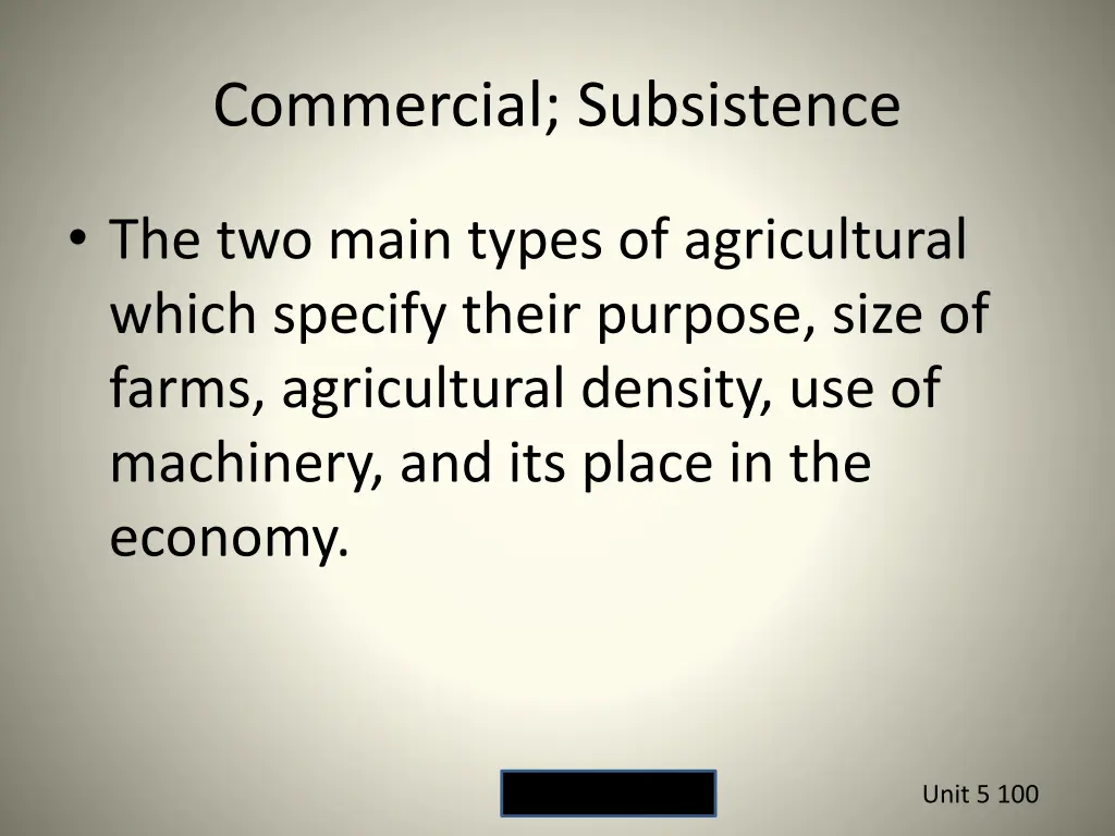 commercial subsistence