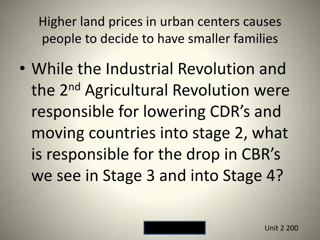 higher land prices in urban centers causes people