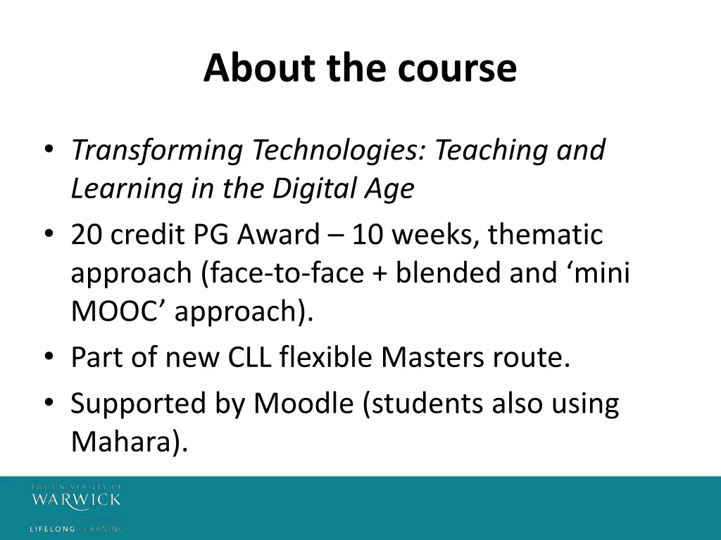 about the course