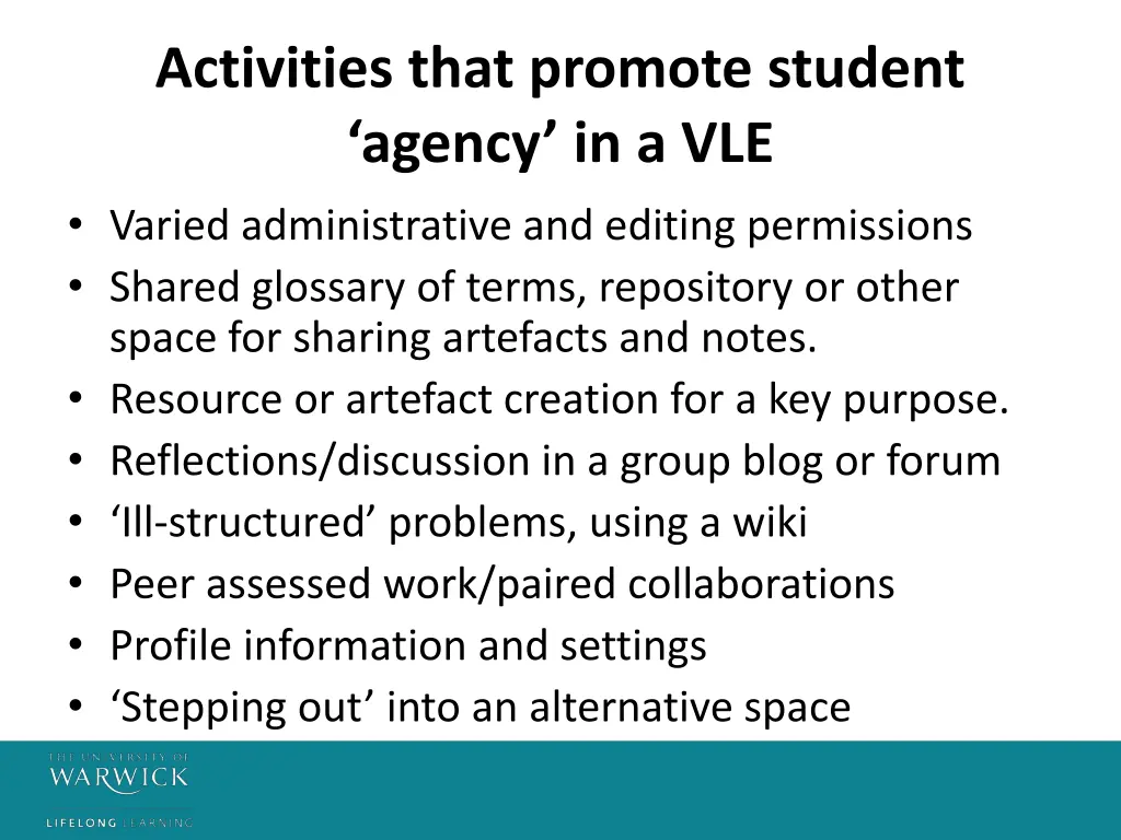 activities that promote student agency