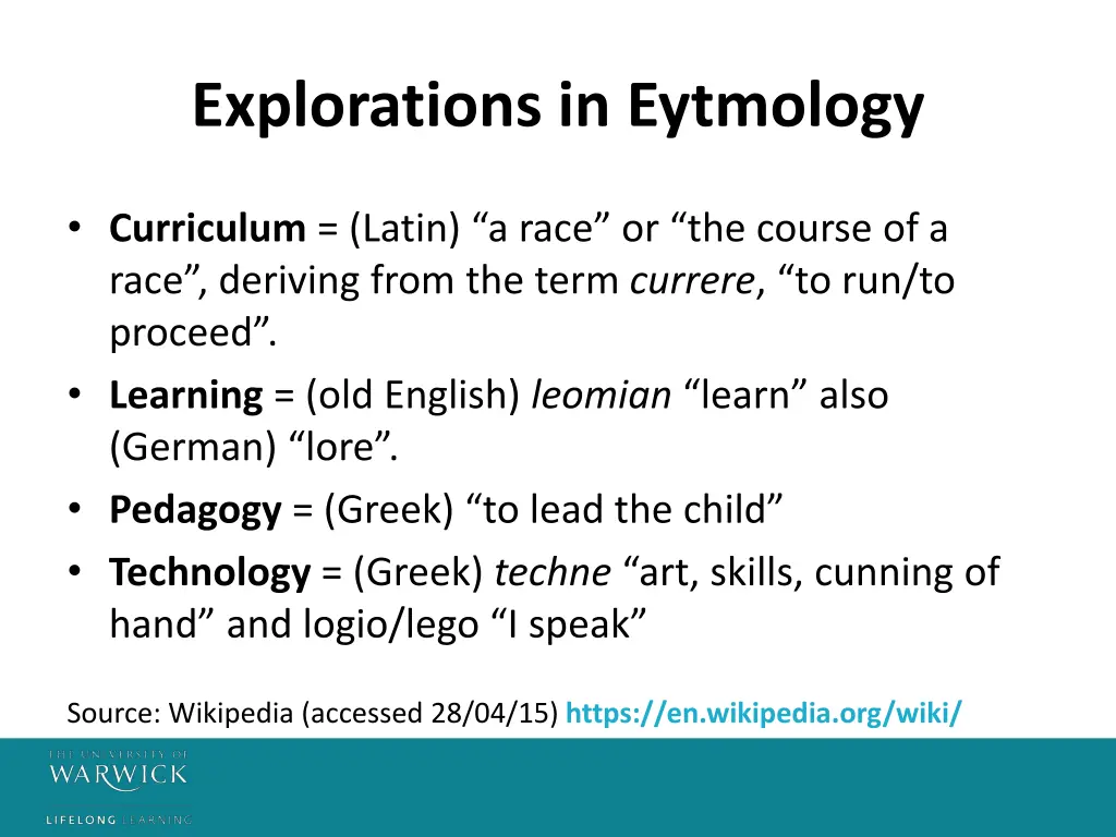 explorations in eytmology