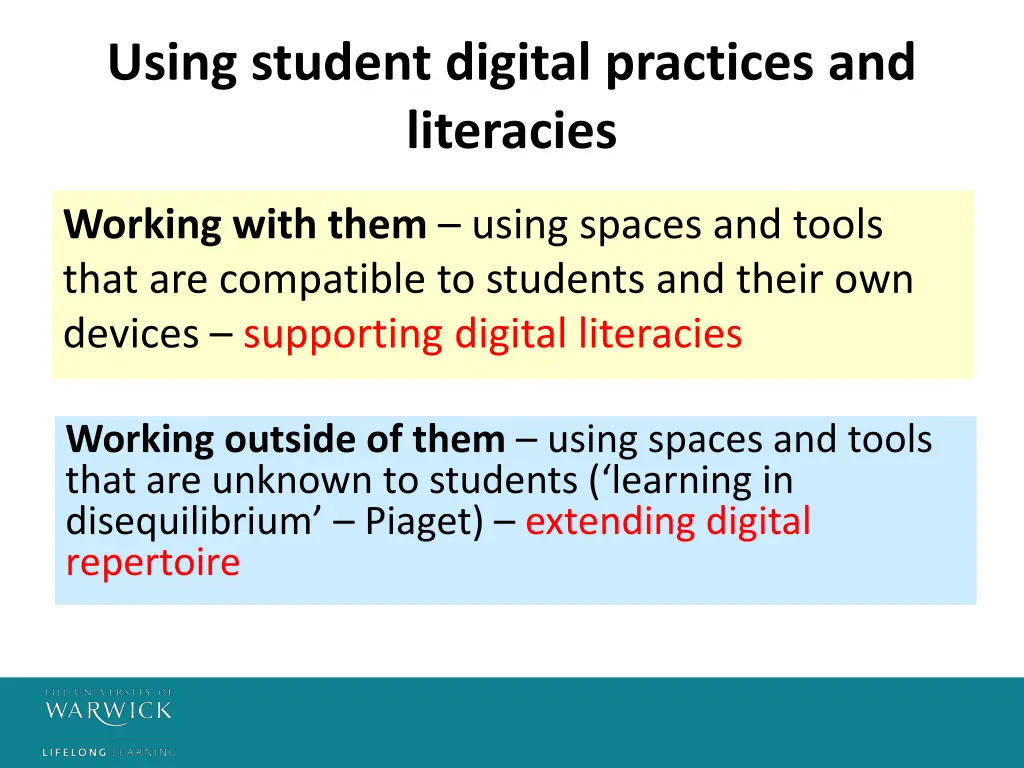 using student digital practices and literacies