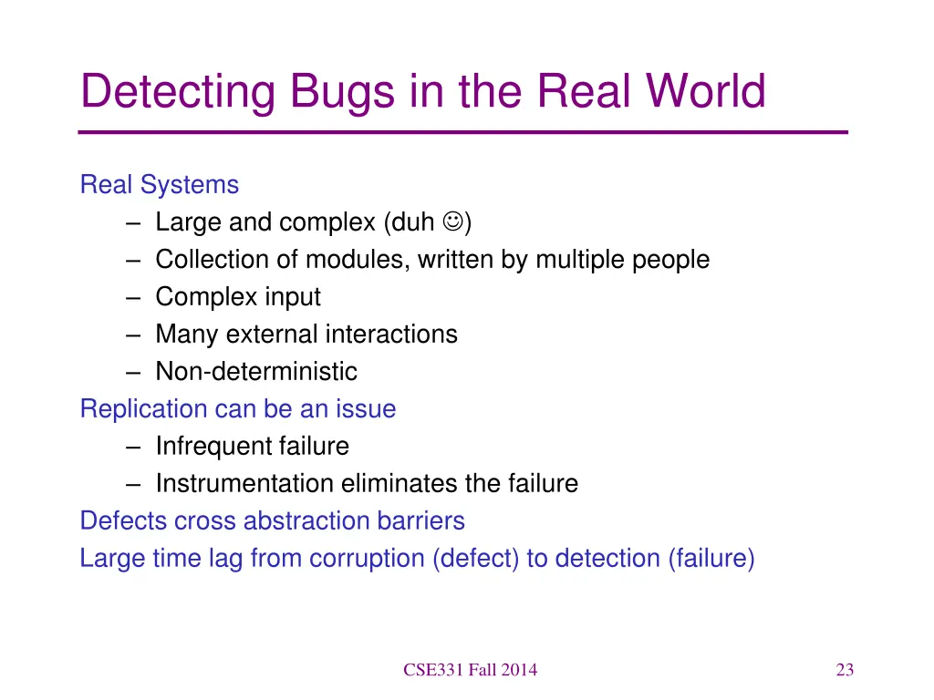 detecting bugs in the real world