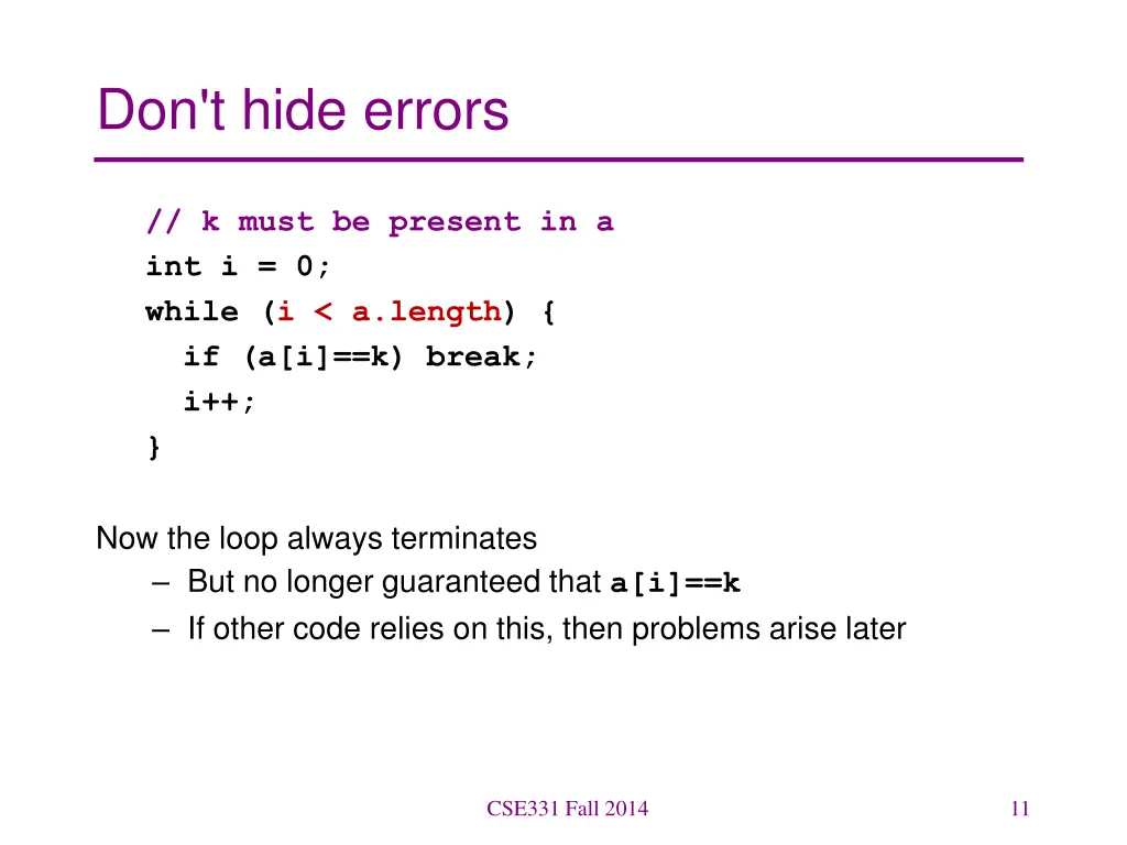 don t hide errors 1