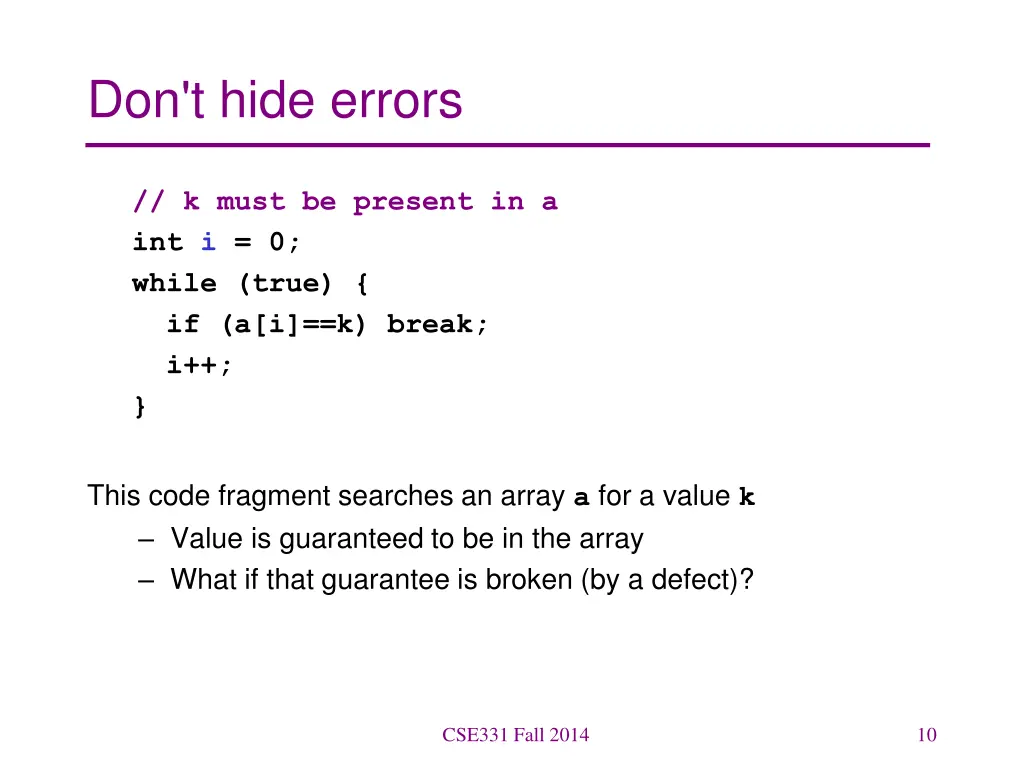 don t hide errors