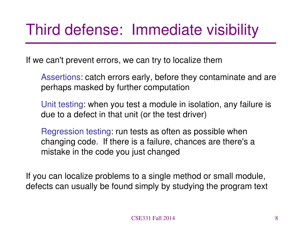third defense immediate visibility