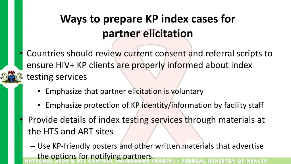 ways to prepare kp index cases for partner