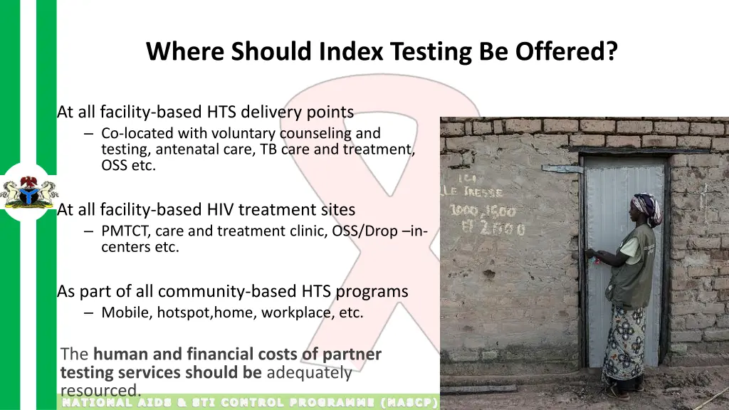where should index testing be offered