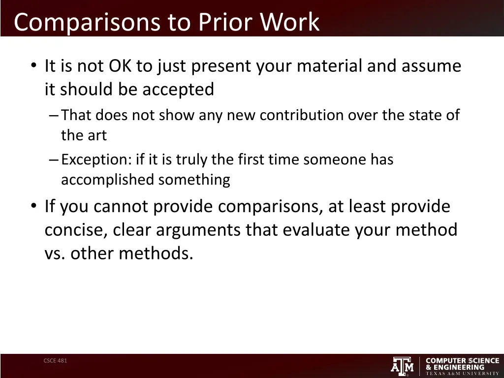 comparisons to prior work 1