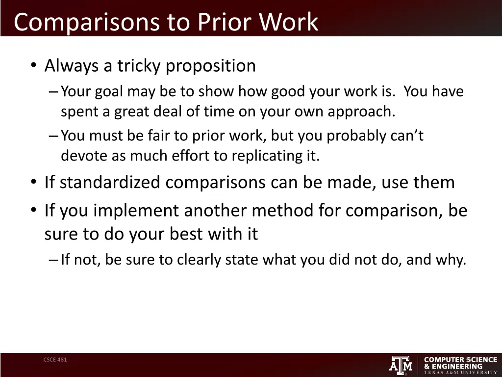 comparisons to prior work