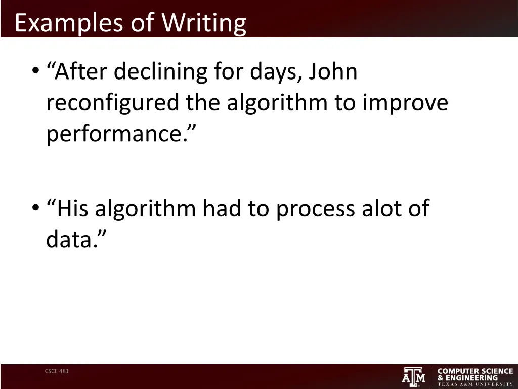 examples of writing 1