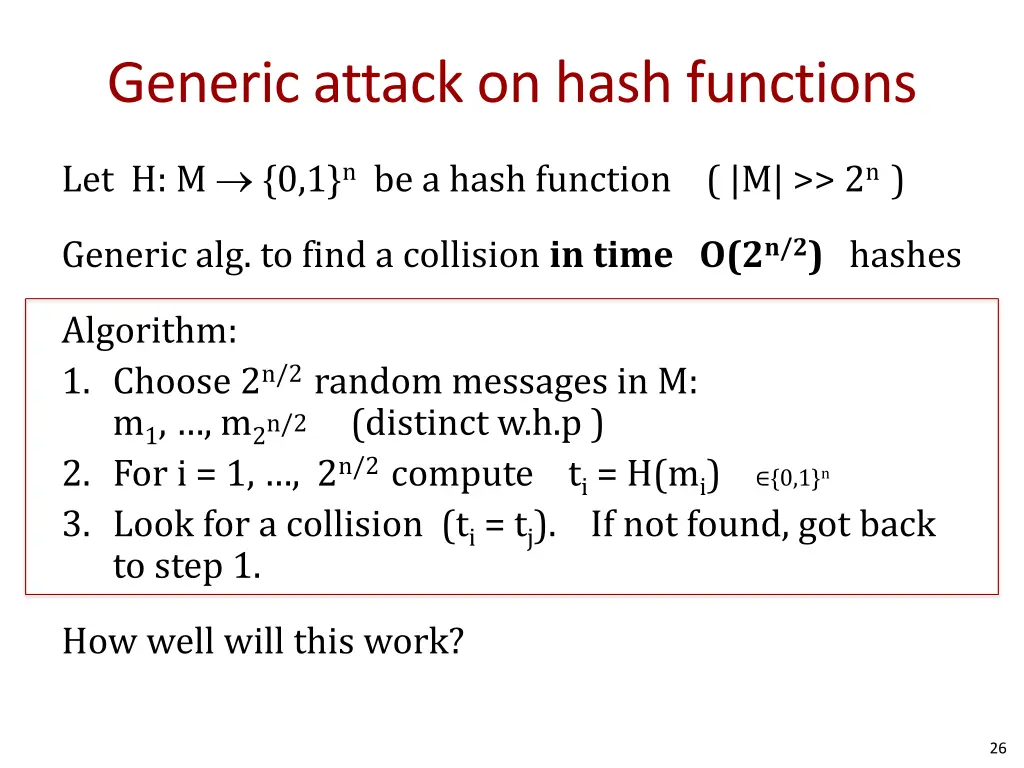 generic attack on hash functions
