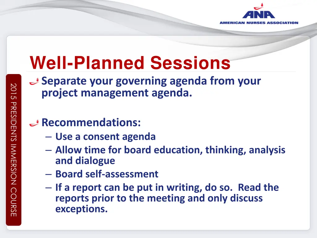 well planned sessions separate your governing