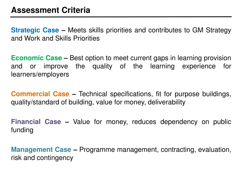 assessment criteria