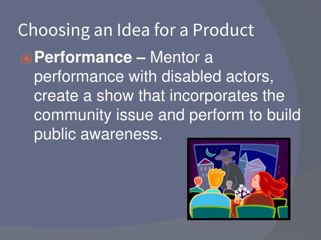choosing an idea for a product performance mentor