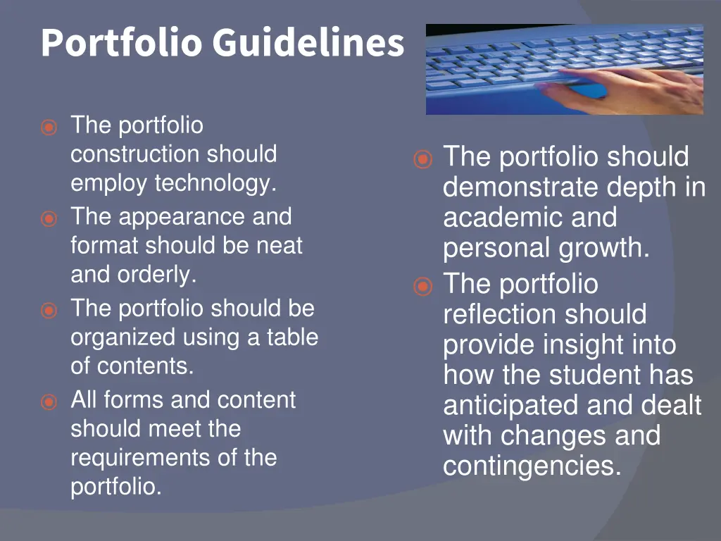 portfolio guidelines