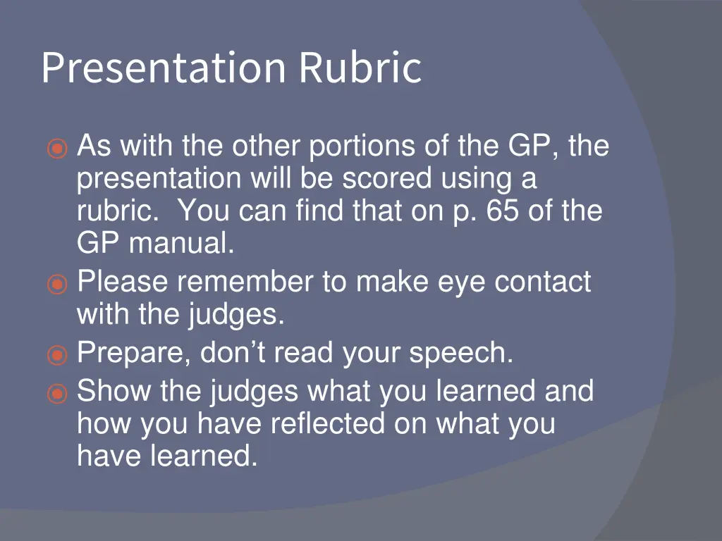 presentation rubric