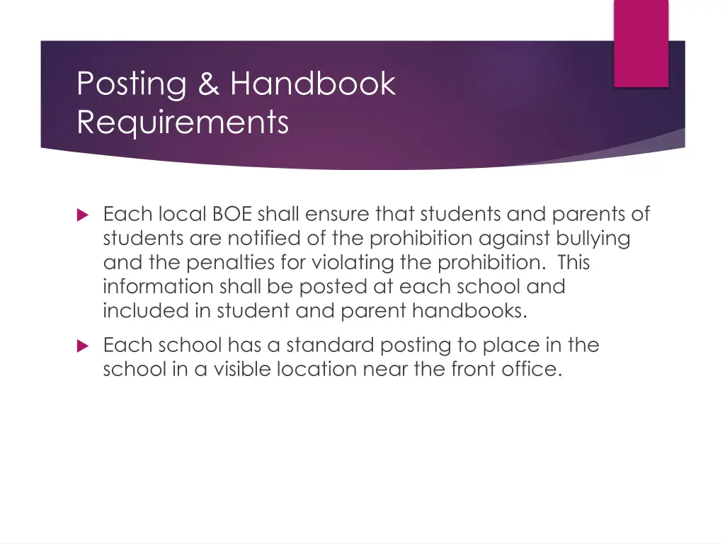 posting handbook requirements