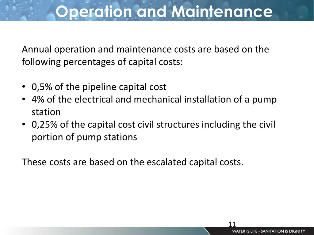 operation and maintenance