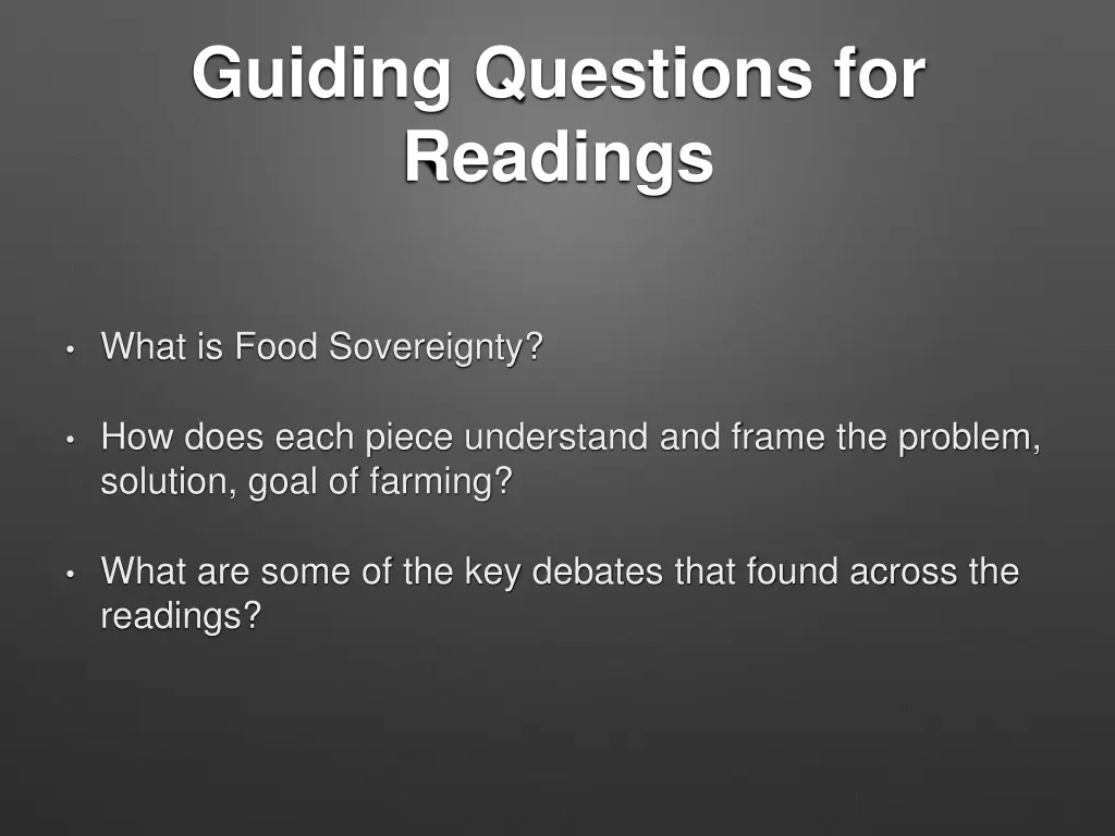 guiding questions for readings