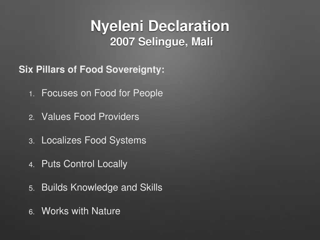 nyeleni declaration 2007 selingue mali
