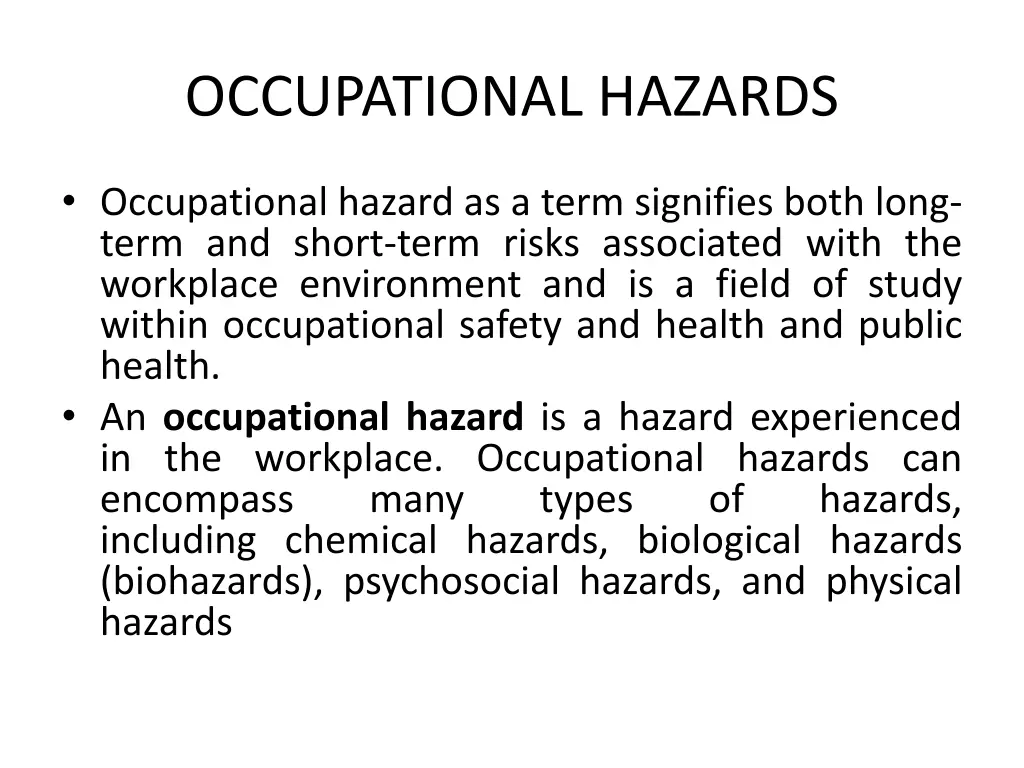 occupational hazards