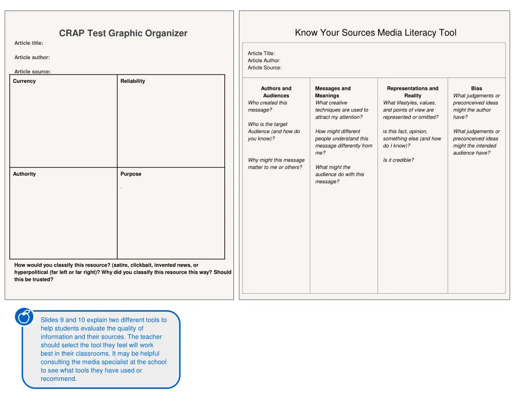 know your sources media literacy tool