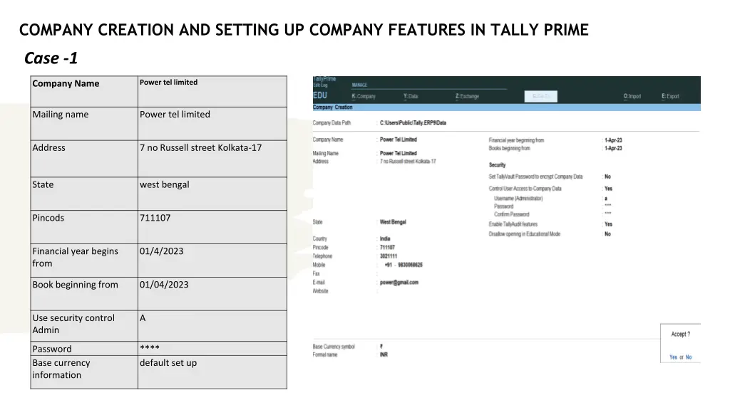 company creation and setting up company features 2
