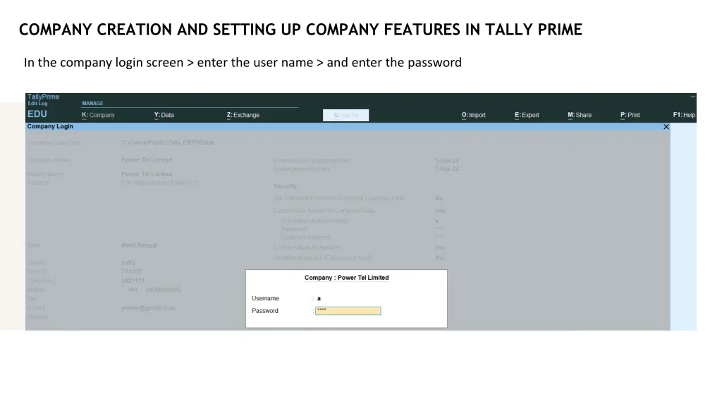 company creation and setting up company features 3