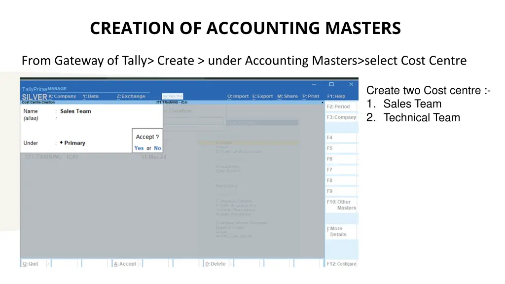 creation of accounting masters