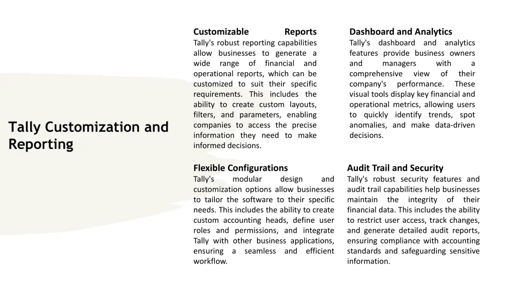 customizable tally s robust reporting