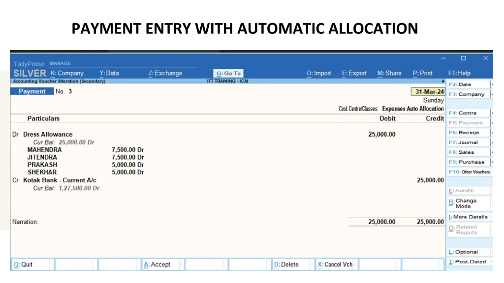 payment entry with automatic allocation