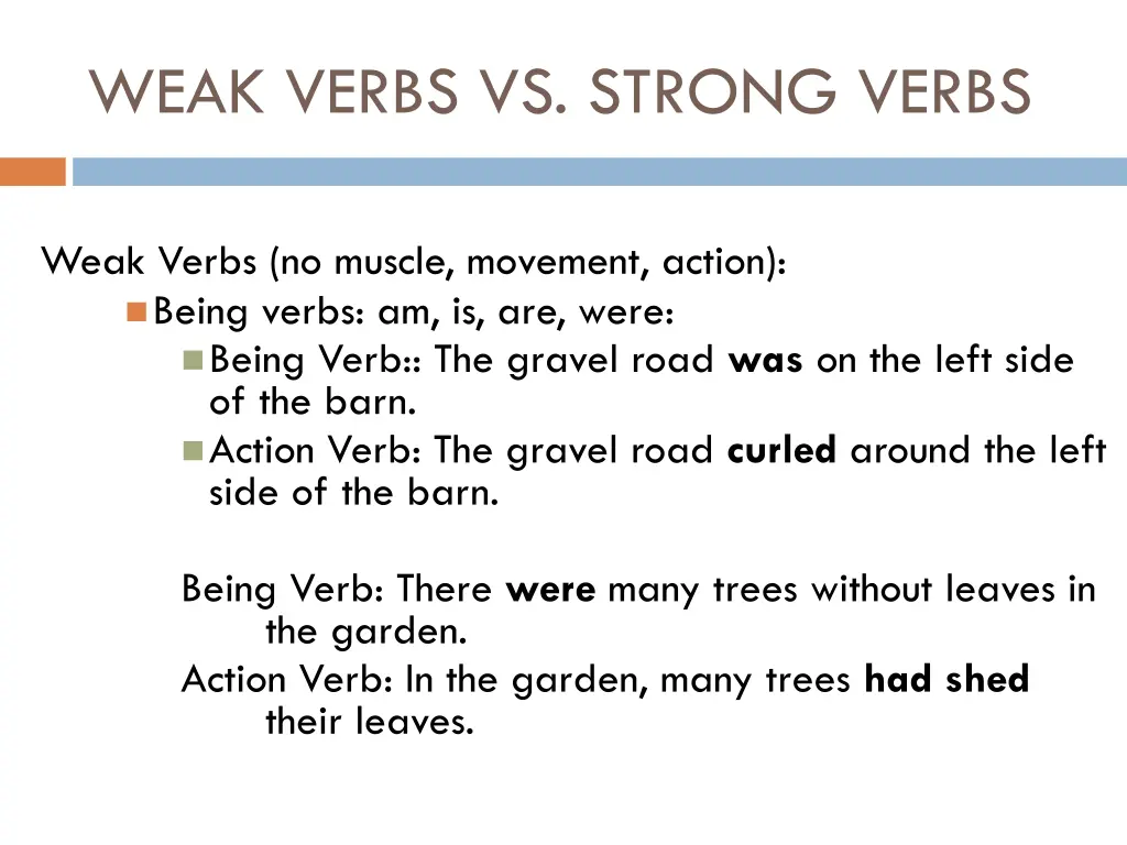 weak verbs vs strong verbs