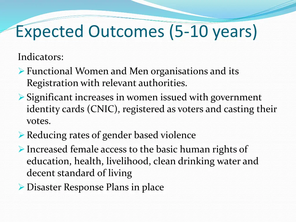 expected outcomes 5 10 years