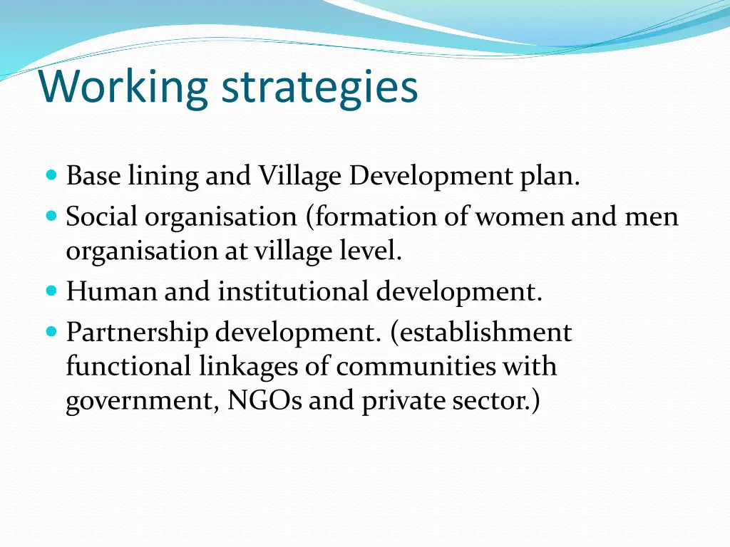 working strategies
