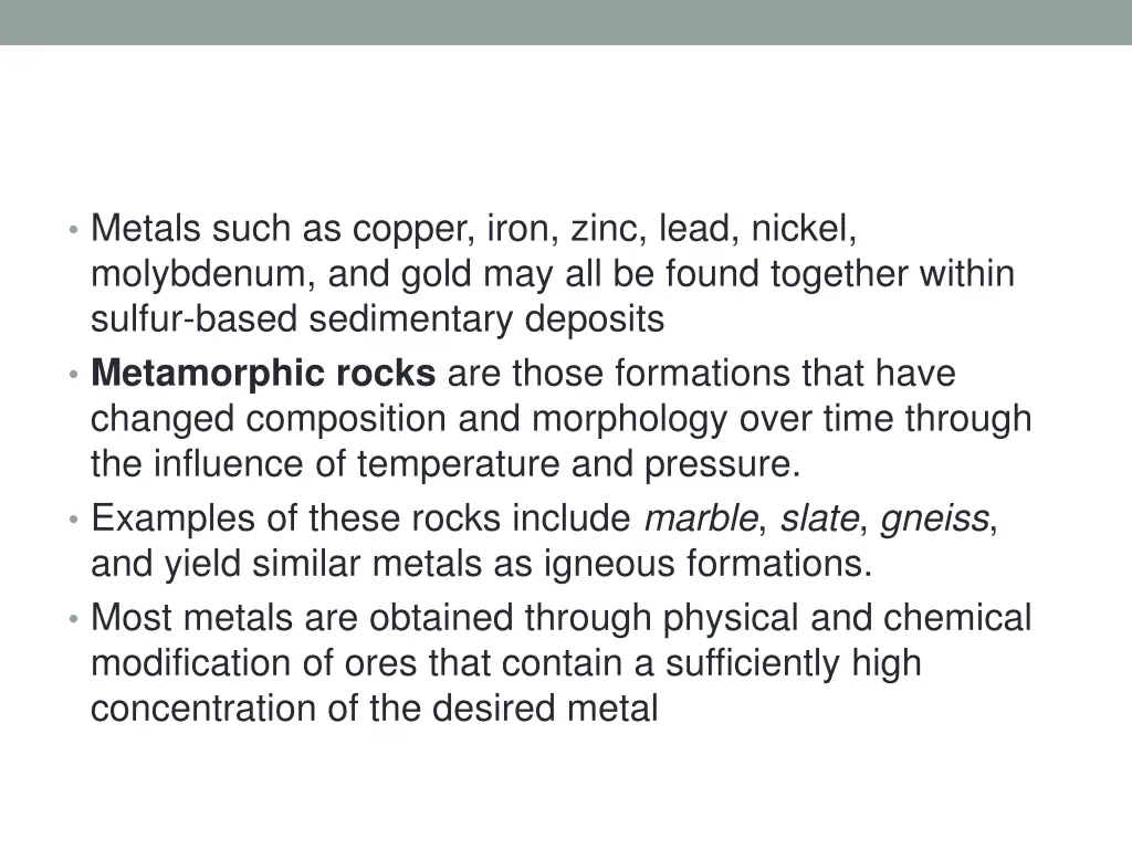 metals such as copper iron zinc lead nickel