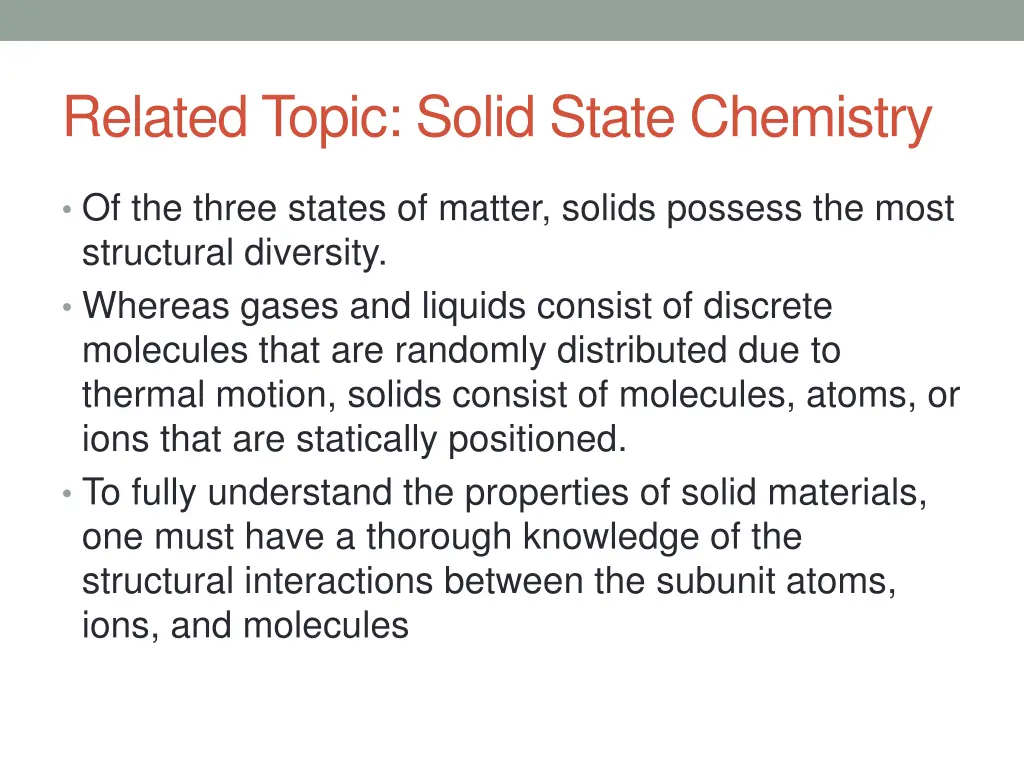 related topic solid state chemistry
