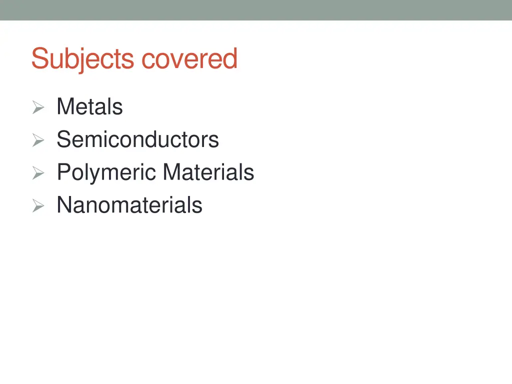 subjects covered