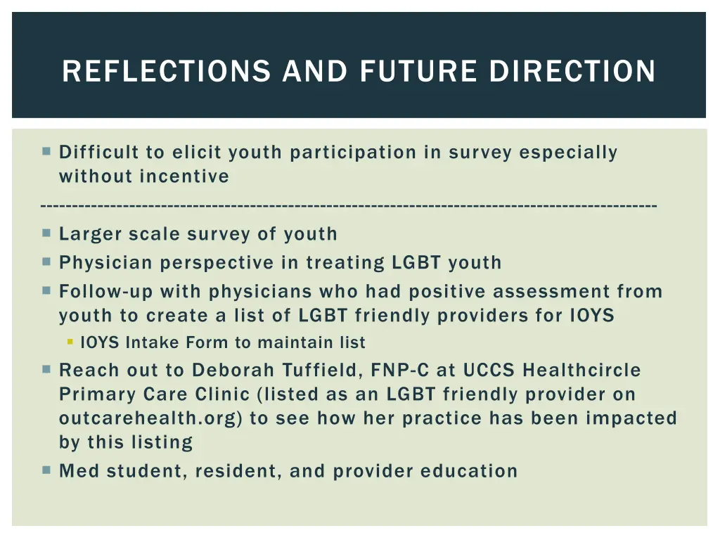 reflections and future direction
