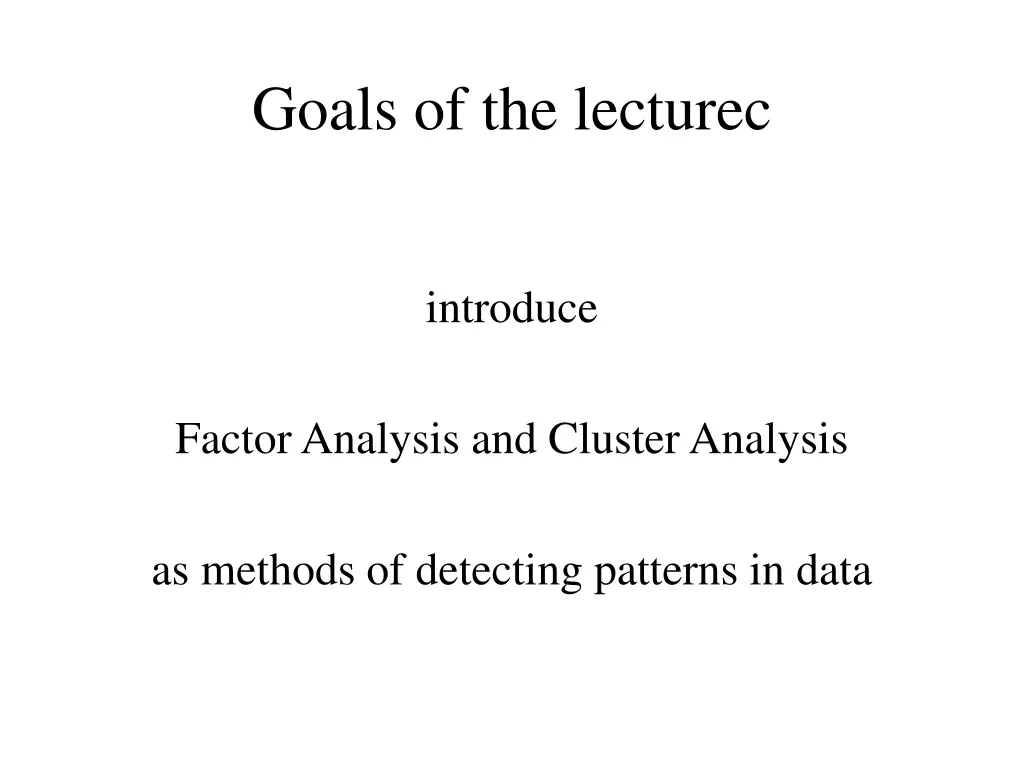 goals of the lecturec