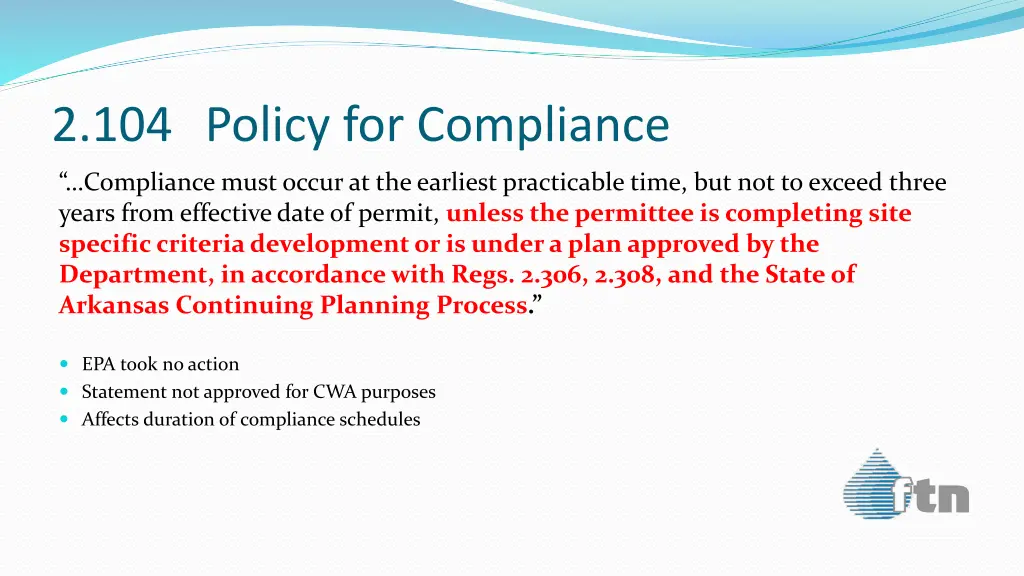 2 104 policy for compliance