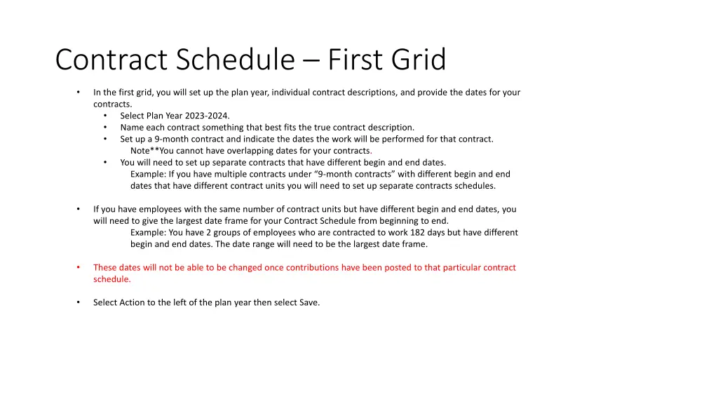 contract schedule first grid