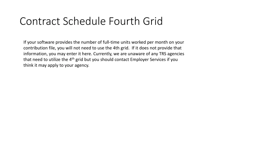 contract schedule fourth grid