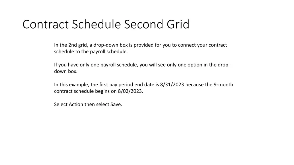 contract schedule second grid