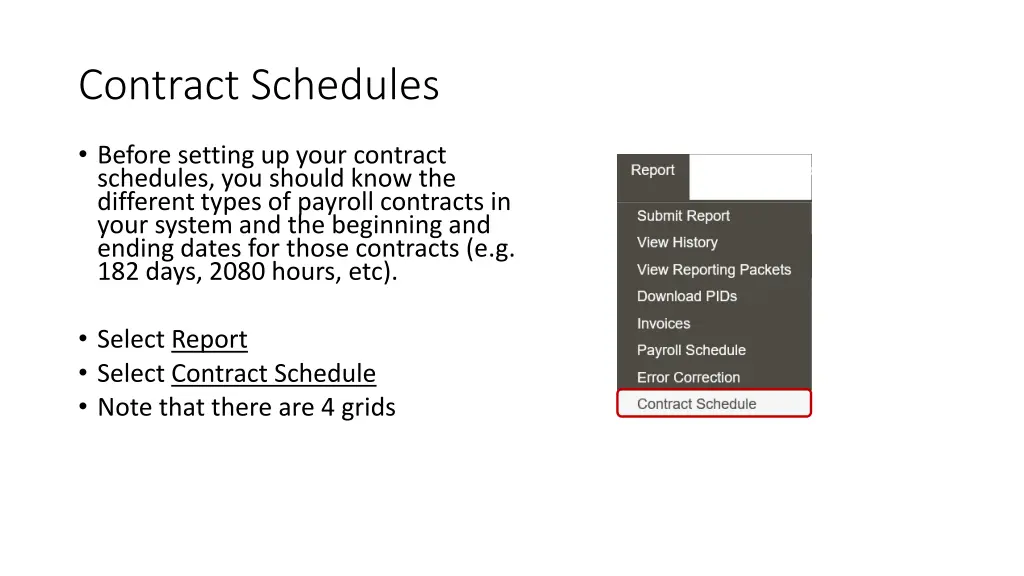 contract schedules