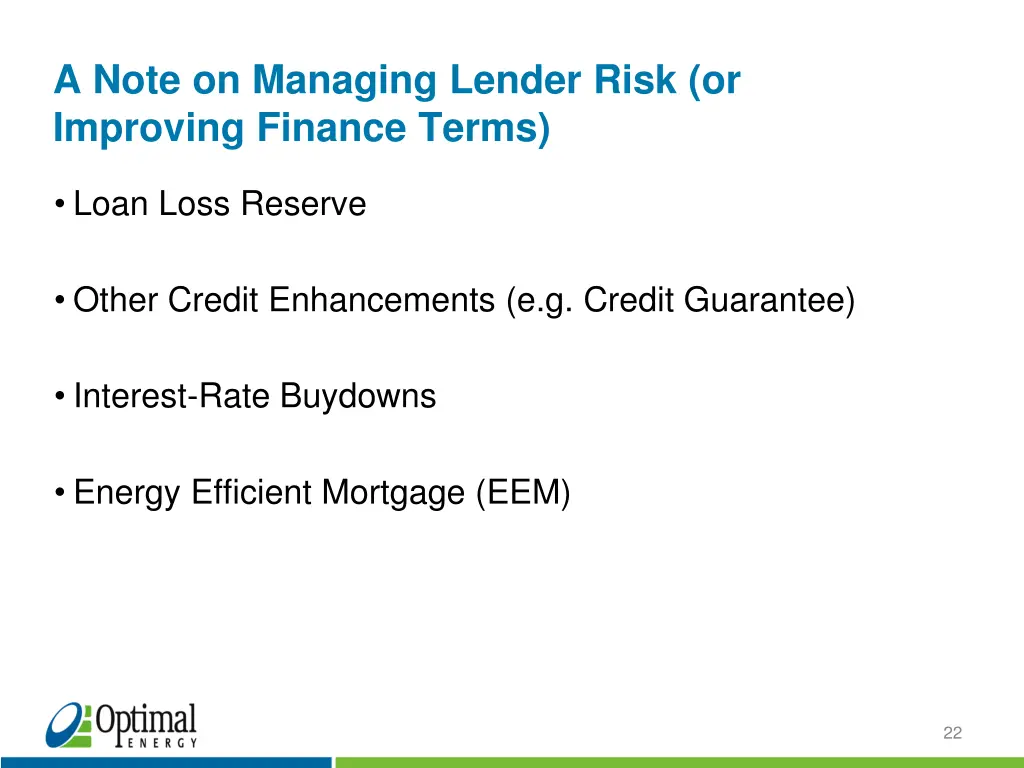 a note on managing lender risk or improving